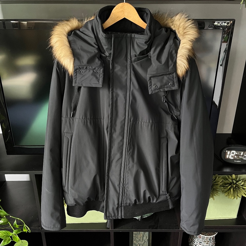 Marc Andrew Lowell Black Bomber Jacket Mens XL